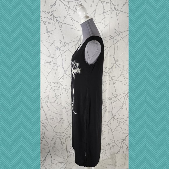 Dolce Bella Black & White Floral Sequin Midi Shift Dress - Picture 3 of 5